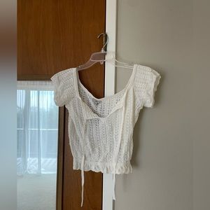 GUESS White Short Sleeve Crop Top Size XS